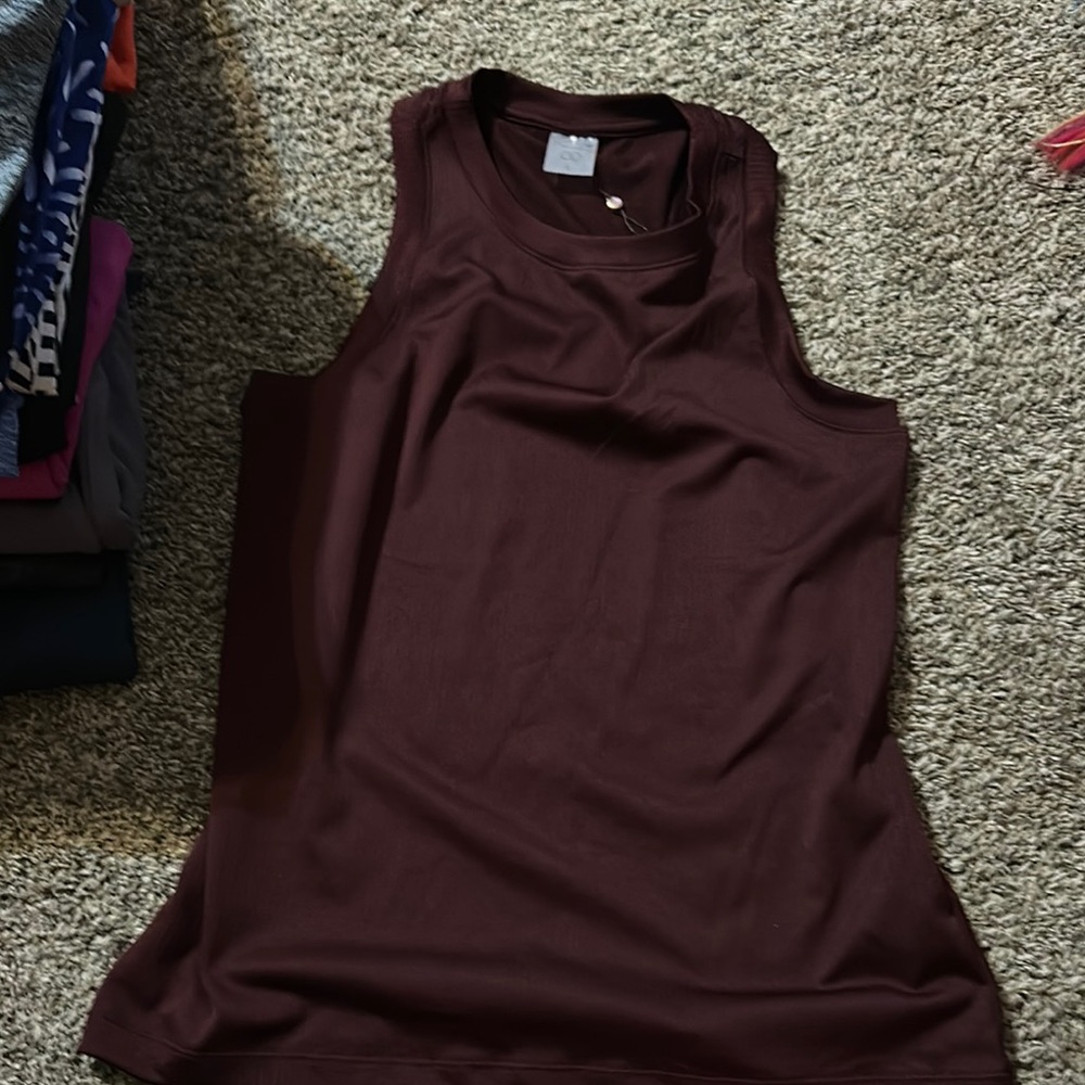 CALIA ribbed Sleeveless Burgundy Top